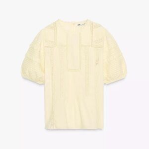 Zara Yellow Lace Detail Romantic Blouse. Doen Vibes